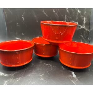 Mid Century 1950s 
Metlox Poppytrail Vernon Red Rooster Set of 4 Coffee Cups